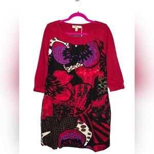 Aryeh Women’s Red Floral Patterned Long Sleeves Dress Women's Sizes XL-XXXL NWT